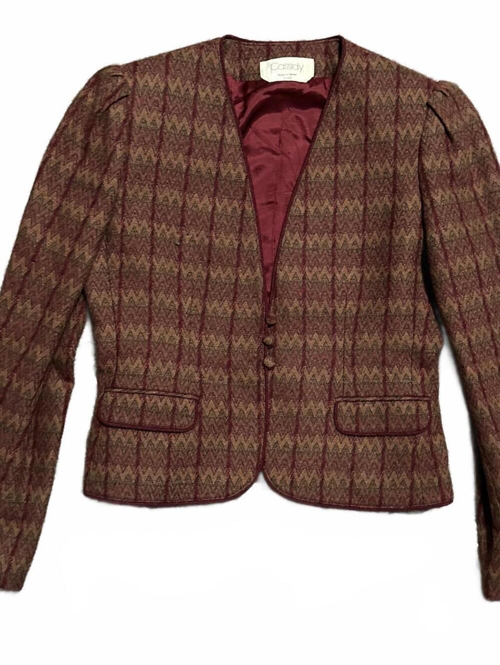 Vintage 90s Brown Cropped Plaid Fitted Blazer Cassidy Brand Size 6